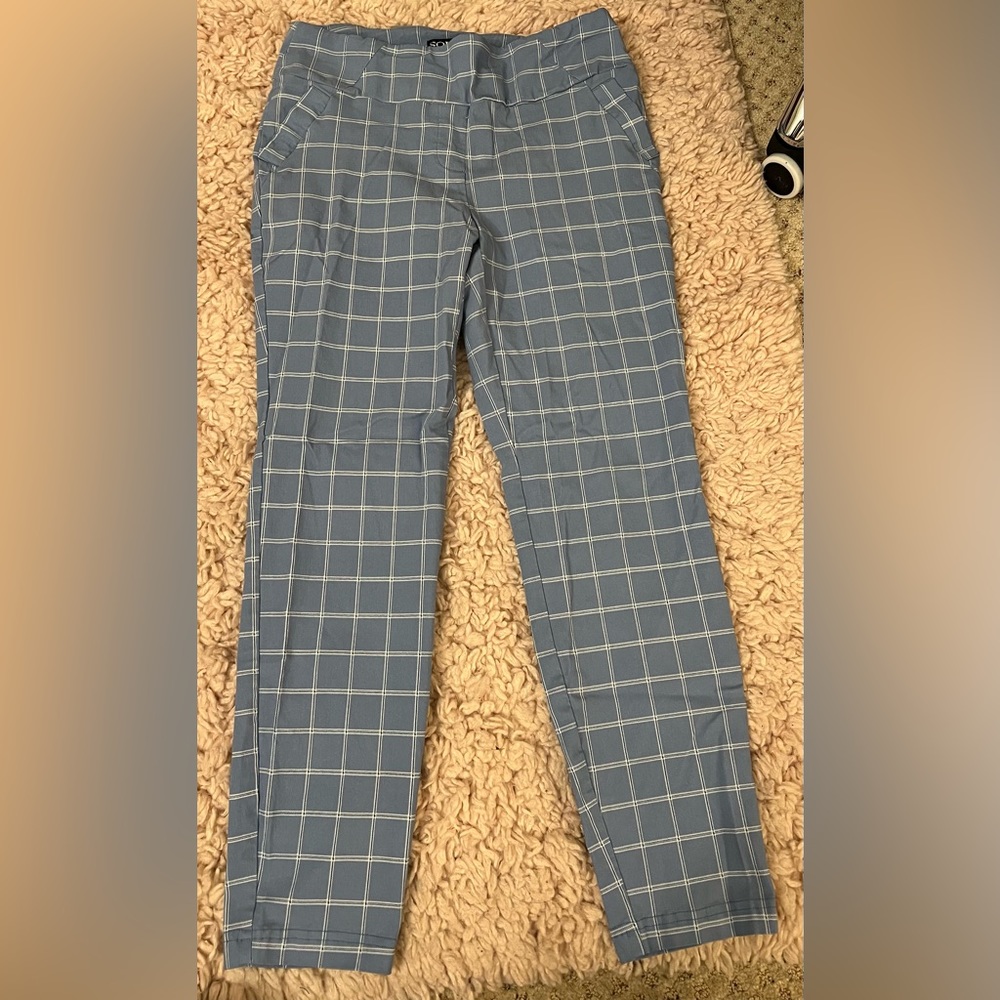 Pants, blue and white, skinny, Meduim, pristine condition